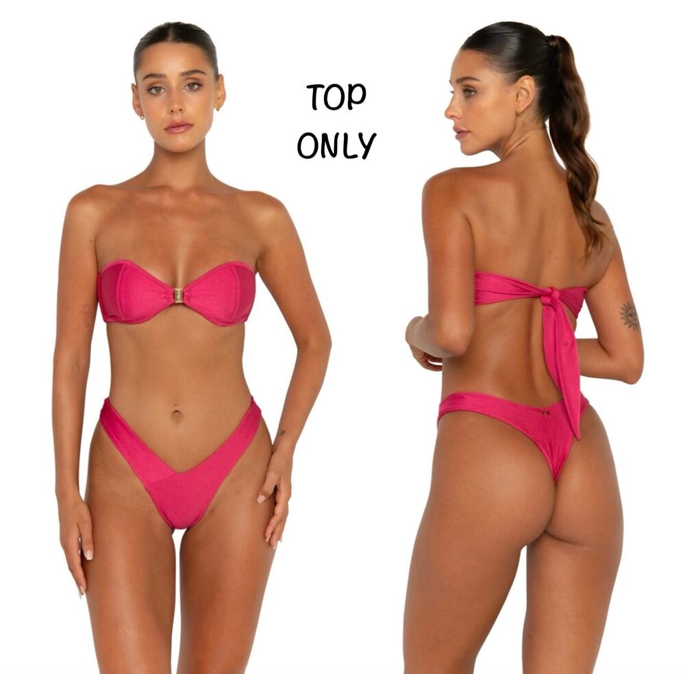 FAE Swim Tallara Bandeau Bikini Top - Senorita Raspberry Pink - Sz S NWT